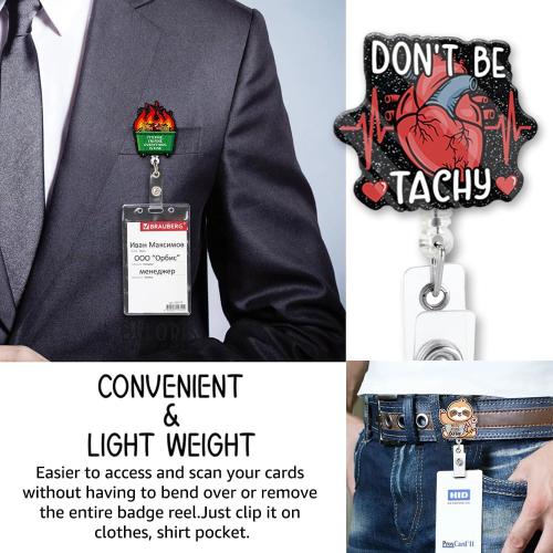 ZBCFSCSB Don't Be Tachy Funny Black Glitter Badge Scroll Holder with Metal Clip, Cute Heart Badge Nurse Hospital Work Accessory, Gift for Nurse Cardiologist Cardiology Student Heart Anatomy