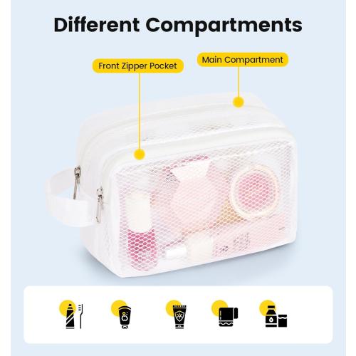 Vorspack Small Travel Toiletry Bag - Translucent Toiletry Bag for Women Hanging Toiletries Bag for Men Water Resistant Travel Bag for Toiletries Accessories - White