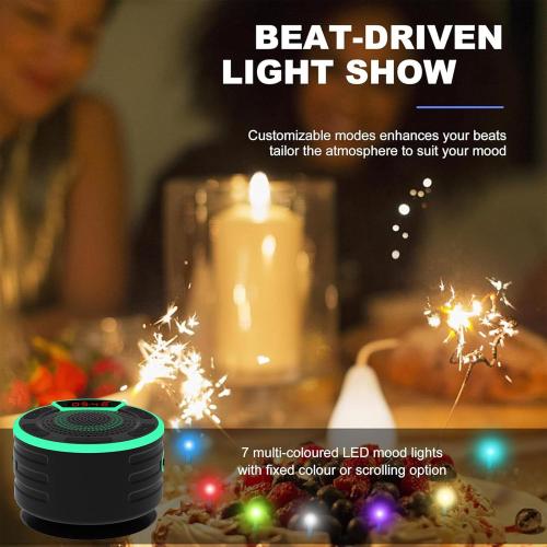 Bluetooth Speakers, IPX7 Waterproof Shower Speaker, Portable Speaker with LED Display, FM Radio, Suction Cup, Light Show, Built-in Mic, Best Gifts for Pool Beach Home Party Travel Outdoors