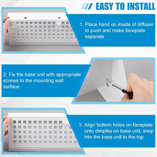 1 Pack 15 Inch Baseboard Register Vent Duct Opening Size, Vent Covers with Air Adjust Lever Including Screws, Baseboard Air Covers for Home Floor Diffuser Wall Corner, Easy Install (White)