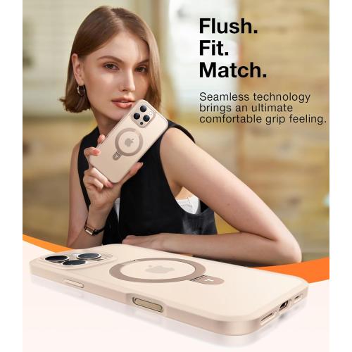 TORRAS Desert Titanium for iPhone 16 Pro Max Case, [Military Grade Drop Tested][Fit for MagSafe] [Built-in Stand] Translucent Slim Soft Edge Case for iPhone 16 Pro Max 6.9 2024, Rose Gold