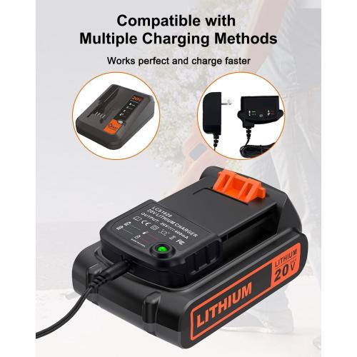 20 Volt MAX 2.0Ah Lithium Replacement for Black and Decker Battery LBXR20 LBX20 LB20 LB2X4020 Compatible with 20V Black and Decker Power  Tools and All Power Lithium Ion Battery 2000mAh
