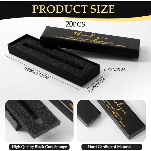 Fulmoon 24 Pcs Inspirational Pen Boxes Empty Thank You Pen Boxes for Ballpoint Jewelry Display Motivational Quote Cases Appreciation Gifts for Christmas Employee Teacher Coworker Office Team(Black)