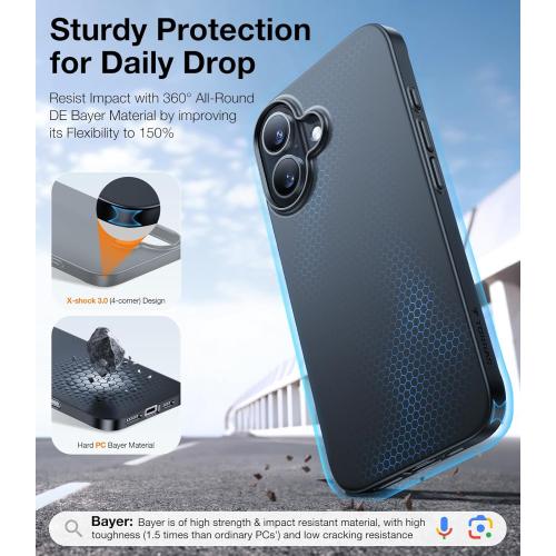 TORRAS Magnetic Slim-Fit for iPhone 16 Case 6.1 inch, Ultra-Thin 16 Phone Case Compatible with MagSafe Phone 16 Case, Light Anti-Scratch Matte Hard PC Bayer OriginFit, Black