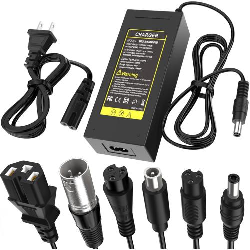 54.6V 2A Fast Charger 7 in 1 Plugs Universal for 48V 13S Lithium Batteries, Pinkind 48V Li-ion Battery Charger Replacement for Razor, Jetson, Voyage, Gotrax, Ninebot,Segway, Hiboy and More