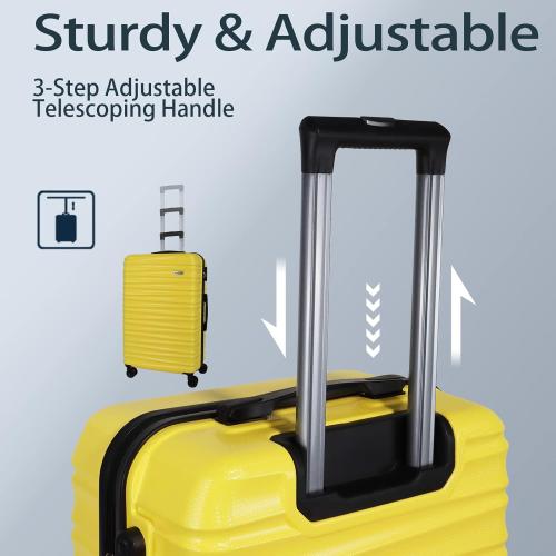 Luggage Sets 3 Piece(20/24/28)-Suitcase Set- Luggage with Wheels-PC   ABS Durable Lightweight Rotating hardshell suitcase 5PCS(Yellow)
