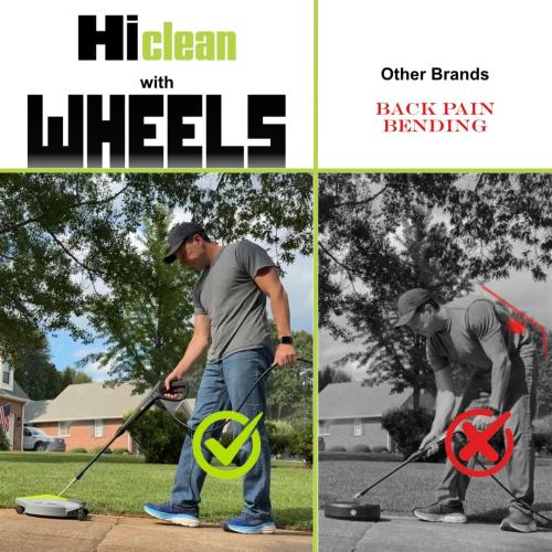 Hiclean 15 Pressure Washer Surface Cleaner with Wheels 3400 PSI Max, Surface Cleaner for Power Washer Attachment for Concrete, Patio, Sidewalk, and Driveways