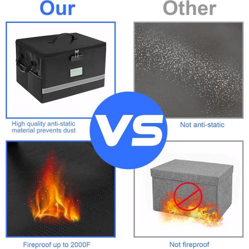 File Organizer, Fireproof File Box with Lids, Important Document Organizer Box with Lock, Portable File Folder Organizer with Handle