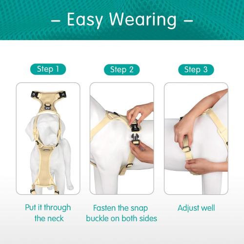 XL Khaki PoyPet Reflective Soft Breathable Mesh Dog Harness Choke-Free Double Padded Vest with Adjustable Neck and Chest(Khaki,XL)