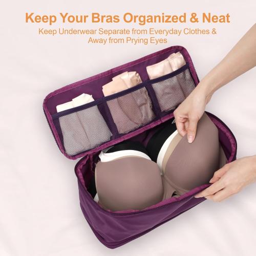 Cambond Travel Underwear Organizer Bag - 4-in-1 Double Layer Lightweight Bra Organizer, Portable Expandable Compression Packing Cubes Travel Packing Organizers, Underwear Storage Bag for Women