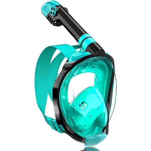 QingSong Full Face Snorkel Mask for Adults, Snorkeling Gear with Camera Mount, 180 Degree Panoramic View Snorkel Set Anti-Fog Anti-Leak