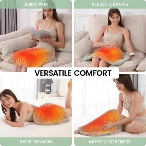 immtree Weighted Heating Pad for Period Cramps, 29 x 24 Extra Large Electric Heated Pads 5 lbs, Back Shoulder Knee Abdomen Pain Relief, Soft Warm Heavy Lap Blanket, Christmas Gifts, Grey Green