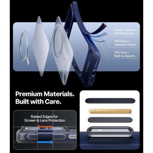 TORRAS Strong Magnetic & Seamless Stand for iPhone 17 Pro Max Case, Fit for MagSafe, Military Grade Drop Protection, Invisible Adjustable Kickstand, Camera Control Button, Translucent Matte Deep Blue