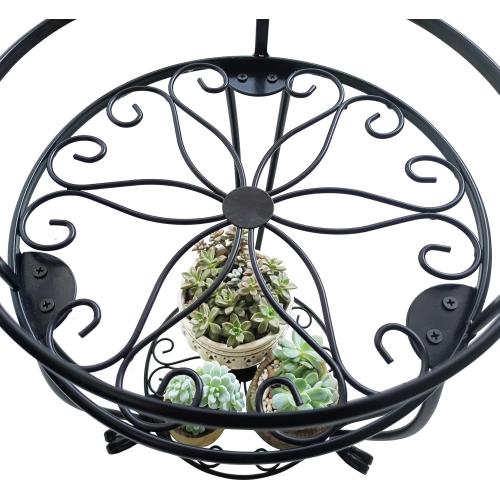 CASIMR 2 Tier Plant Stand, 19.2 inch Tall Metal Potted Holder Rack,Indoor Outdoor Multiple Flower Pot Shelf Rustproof Iron Garden Container for Garden Patio Living Room Corner Balcony, Black