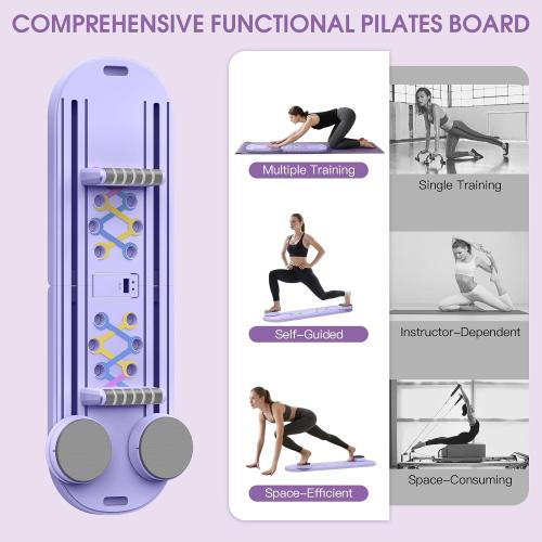 Foldable Pilates Board for Home Workout, 2025 New Pilates Reformer Set with Smart Timer, 7-in-1 Multifunctional Pilates Board Fitness Board, Pilates Reformer Machine Pilates Sliding Board