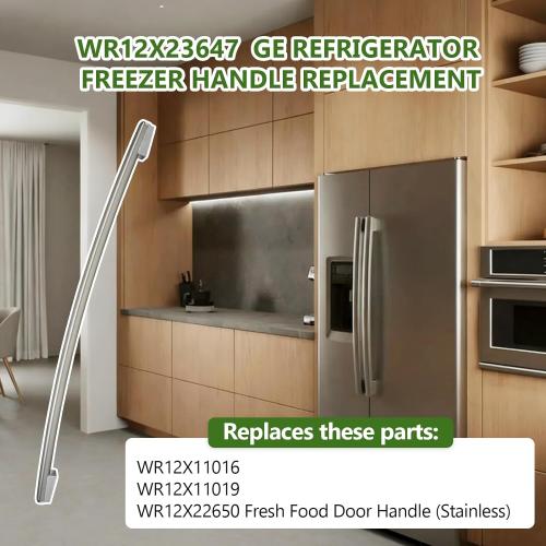 WR12X23647 Refrigerator Freezer Handle Stainless Steel Replacement for GE Models WR12X11016 WR12X11019 WR12X22650 PYE22PSHCSS,PYE22PSHHSS,GFE29HSDISS DFE28JSHDSS Food Door Handle