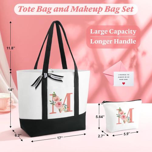 TRSODD Mothers Day Gifts for Mom from Daughter Son New Mom Birthday Gifts for Women Large Tote Bag and Makeup Bag