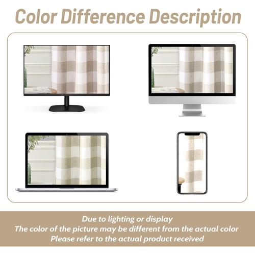 DriftAway Buffalo Plaid Blackout Curtains Linen Textured Farmhouse Double Layer Thermal Insulated Yarn Dyed Woven Checkered Gingham Grommet Drapes for Living Room 2 Panels Each 52W x 84L Taupe