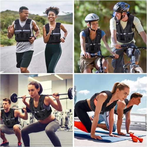 Sportneer Adjustable Weighted Vest Weights: 2-18 lbs/2-40 lbs Washable Weight Vest for Walking 16 In 1 Fast Adjust Rucking Vest for Women and Men Home Gym Running Jogging Strength Training Vests
