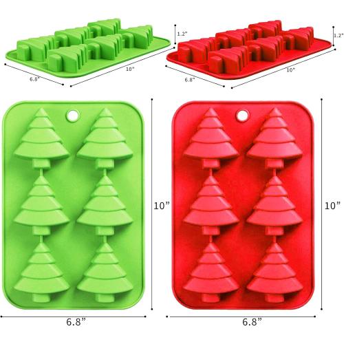 AnyDesign Christmas Silicone Molds Red Green Xmas Tree Candy Chocolate Mould, 2Pcs