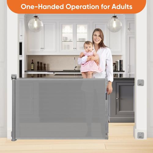 Size 80 Inch Color Grey No Drill Retractable Pet Gates for Doorways No Drilling Retractable Gate for Stairs No Drilling Retractable Dog Gates for The House Indoor Mesh Pet Gate Outdoor Retractable Baby Gates for Dogs