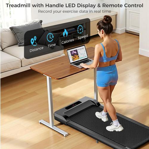Walking Pad with Handle Bar, 3 in 1 Under Desk Treadmills with Remote Control, Electric Compact Treadmill,2.5HP Treadmills for Home Small Space, Portable Treadmill with Handle, 300 LBS Capacity