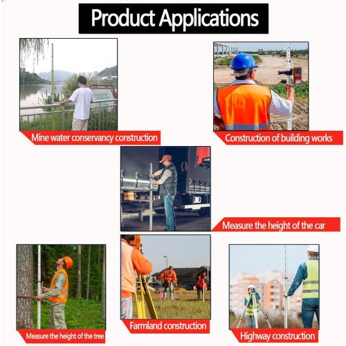 9-Foot Aluminum Grade Rod - 10ths，Grade Rod，Grade Stick for Laser Level，Survey Rod，Grade Rods，Survey Pole，With Bubble Level, 3-Stage Telescopic，Double-Sided Scale Telescopic Leveling Rod