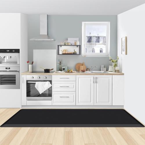 KitchenClouds Kitchen Mat Cushioned Anti Fatigue Rug 22x72 Waterproof, Non Slip, Standing and Comfort Desk/Floor Mats for House Sink Office (Black,0.8inch)