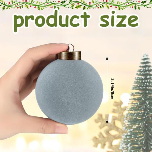 Liliful 15 Pcs Velvet Christmas Balls Bulk Flocked Christmas Tree Ball Ornaments Plastic Xmas Decorative Hanging Ornaments(Dusty Blue,3.15 Inch)