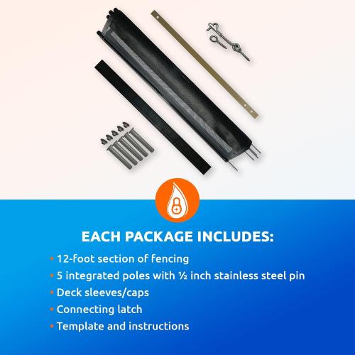 Pool Fence DIY by Life Saver Fencing Section Kit, 4 x 12-Feet, Black
