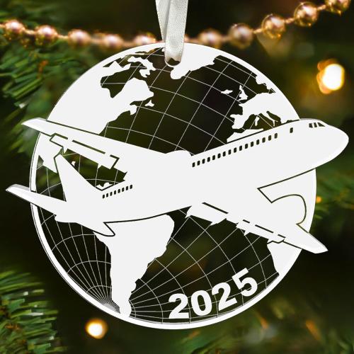 Airplane Ornament - Pilot Gifts for Men - Airplane Ornaments for Christmas Tree, Plane Aviation Ornaments - Travel Gifts for Travelers, Airplane Lovers, Flight Attendant - Acrylic Ornament