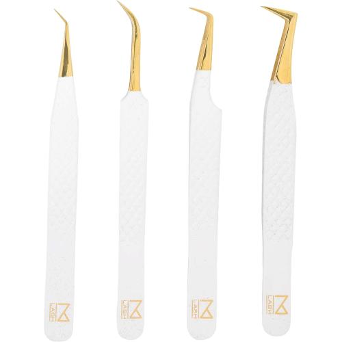 M LASH Tweezers, Eyelash Extensions Set of 4 | White