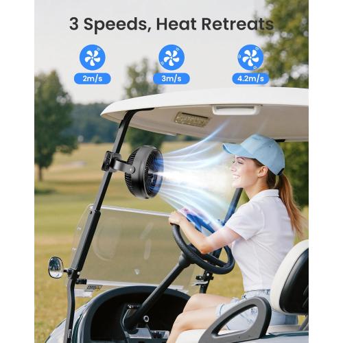 Koonie 10000mAh Battery Operated Misting Fan with Clip, Portable 8'' Mist Fan for Desk with Max. 48 Hours Runtime, 3Speeds, 2 Spray Modes, 200ML Tank for Golf Cart Home Office Travel Camping Stroller