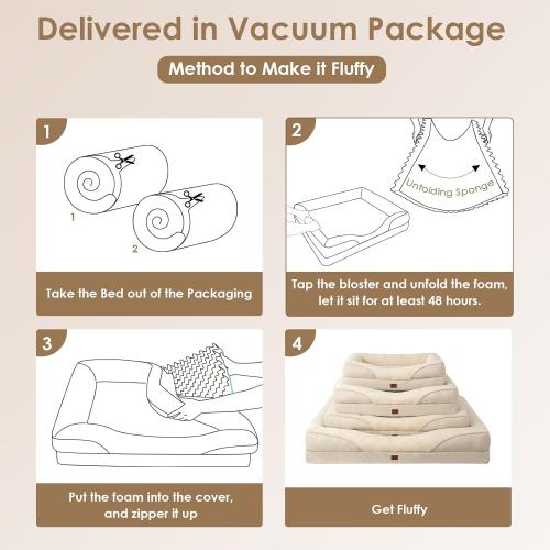 EHEYCIGA Orthopedic XL Dog Bed for Large Sized Dog, 42x30 Inch Extra Large Memory Foam Dog Couch Bed with Sides, Waterproof Liner & Washable Removable Cover, Bolster Pet Sofa, Beige