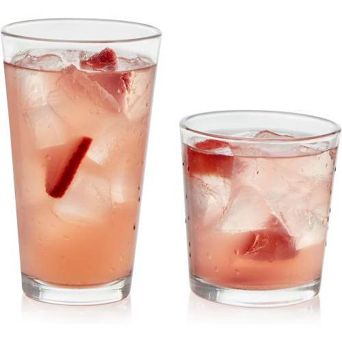 Libbey Flare Rocks, Glass Tumbler Set, Stylish Lead-Free Drinking Glasses Set of  Dishwasher-Safe Glass Cups Set for Daily Use and Parties