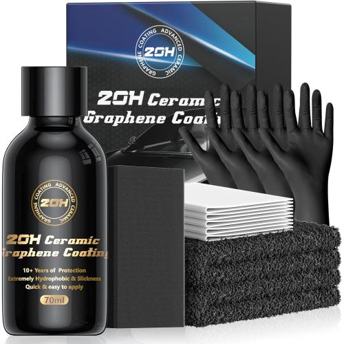 20H Professional Graphene Ceramic Coating for Cars (70ml) - 10  Years Protection, Hydrophobic, Scratch & UV Resistant, High Gloss Finish - Professional-Grade Car Detailing Kit - Easy Application