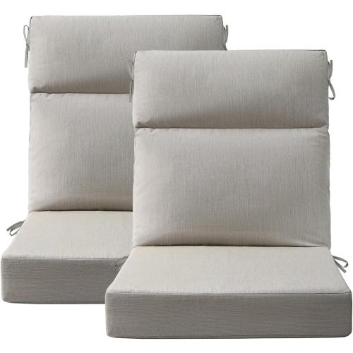 Unimatta Sunbrella Outdoor High Back Chair Cushion Seat Pads, 44 x 21 Inch Water-Repellent & Fade-Resistant Patio Furniture Cushions with Ties for Adirondack, Rocking Chairs, Specrtum Pebble