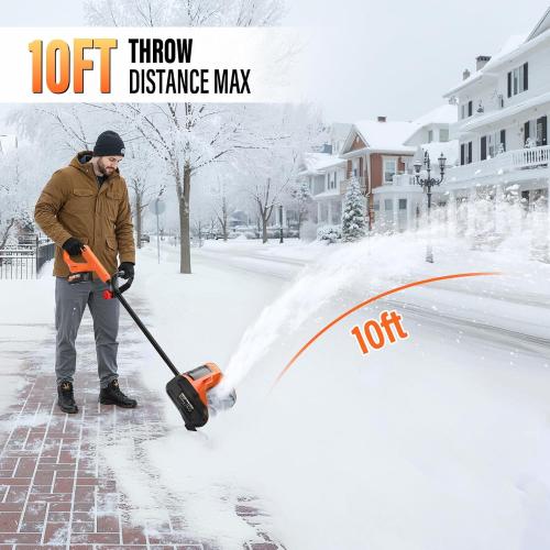 Snow Shovel Cordless, 20V | 10 Inch Electric Snow Blower with 2 X 4.0Ah Replaceable Batteries & Charger Up to 50 Mins, Battery Operated Snow Blower with Adjustable Front Handle, Lightweight