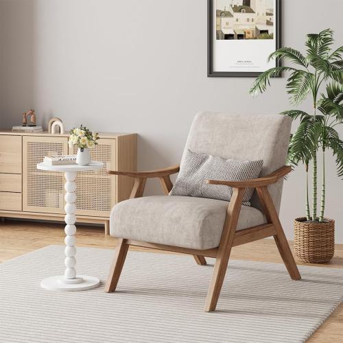 Small Round Side Table, Drink Table for Small Spaces, Pedestal End Table for Living Room, Modern Accent Nightstand with Solid Wood Leg for Bedroom, Corners and Office White Color UTBT005W