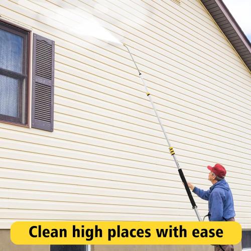 JANZ 24 FT Pressure Washer Telescoping Wand with Power Washer Extension Wands, Brush Head, Gutter Cleaner, 7 Spray Nozzle Tips, 2 Hose Adapters and Support Belt TW-004