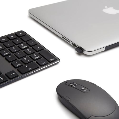 Amazon Basics Ultra Premium Wireless Keyboard and Mouse Combo - Rechargeable, Ultra Slim Design, Quiet, Full Size, Number Pad, Unifying Receiver, Black