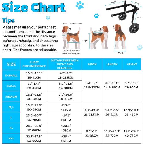 Dog Wheelchair for Back Legs, Dog Wheelchair Cart, Doggy/cat Wheelchairs with Disabled Hind Legs Walking, Mobility Aids for Medium Large Pets Hind Limbs,Dogs Cart with Wheels,Light Weight,L