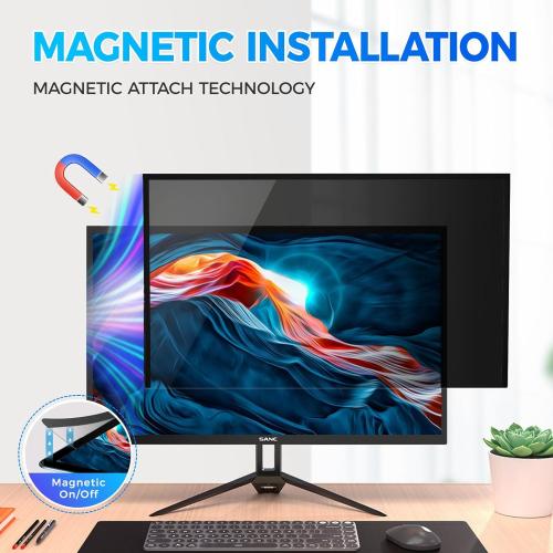 Size 27 inch 2 Pack Hidden Design Magnetic Computer Privacy Screen Filter 27 inch for Frameless Monitor 16:9 Widescreen, Removable Anti Blue Light Privacy Shield, Anti-Glare Protector