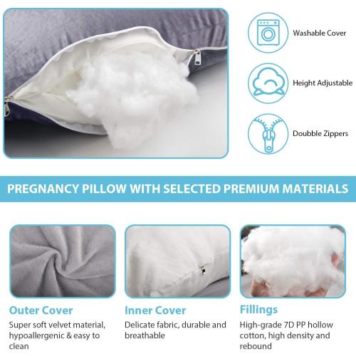Pregnancy Pillow for Sleeping,Full Body Maternity Pillow with Removable Washable Cover,Support for Back,Hips,Legs,Belly for Pregnant Women