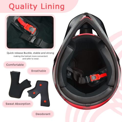 Youth Dirt Bike Helmets Fashion Kids Children Motocross, Motorcycle, BMX, ATV, Off-Road, Four Wheeler, Moutain Bike Full Face Helmets Dot Approved (Goggles Gloves Faceshield)