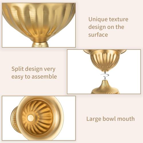Sziqiqi Gold Metal Urn Compote Vase, Flower Wedding Centerpieces, 2Pcs