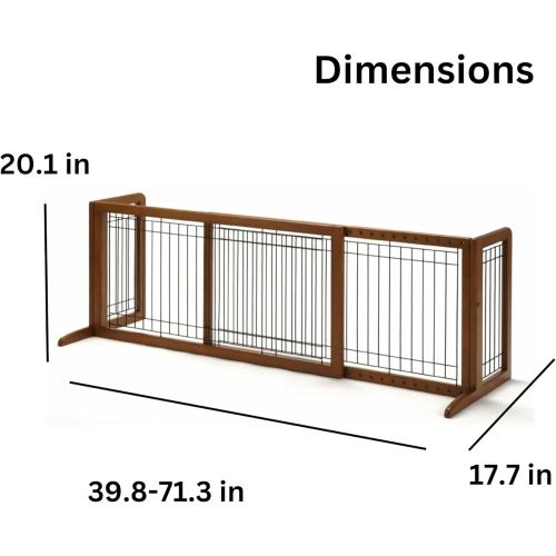 Richell Wood Freestanding Pet Gate, Large, Autumn Matte Finish