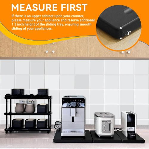 Black Wood Appliance Sliders with 360' Wheels, Sliding Tray for Coffee Maker & Heavy Kitchen Appliances,Countertop Appliance slider for Kitchen Appliance, Premium Wood Rolling Tray,No Assemble