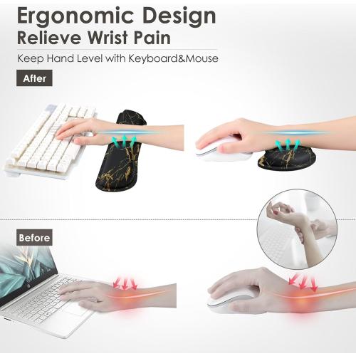 Gimars Upgrade Enlarge Silky Gel Memory Foam Wrist Rest for Computer Keyboard, Mouse, 3 PCS, Ergonomic Keyboard Wrist Rest for Typing Pain Relief, Mousepad Rests Wrist Support for Office Gaming Marble
