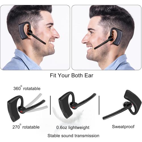 Bluetooth Earpiece Headset with PTT MIC for Motorola CP200 CP200D CP185 CLS1410 CLS1110 BRP40 DTR650 RDU2020 RDU4100 RDU4160D RDU2080D Yaesu FT-4XR FT-4VR FT-65R FT-25R Handheld Walkie-Talkie